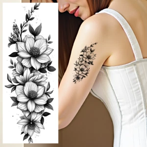 Tatuajes temporales realistas de tatuajes temporales 12 piezas patrones florales para adultos - Imagen 1 de 12