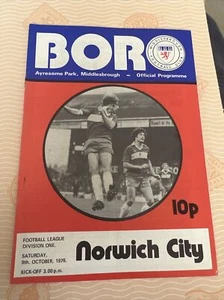 1976 Middlesbrough V Norwich City Football/Soccer Programme - Picture 1 of 3