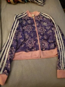 Adidas 3-Stripe Floral Jacket in Purple with Pink Accents - Picture 1 of 3