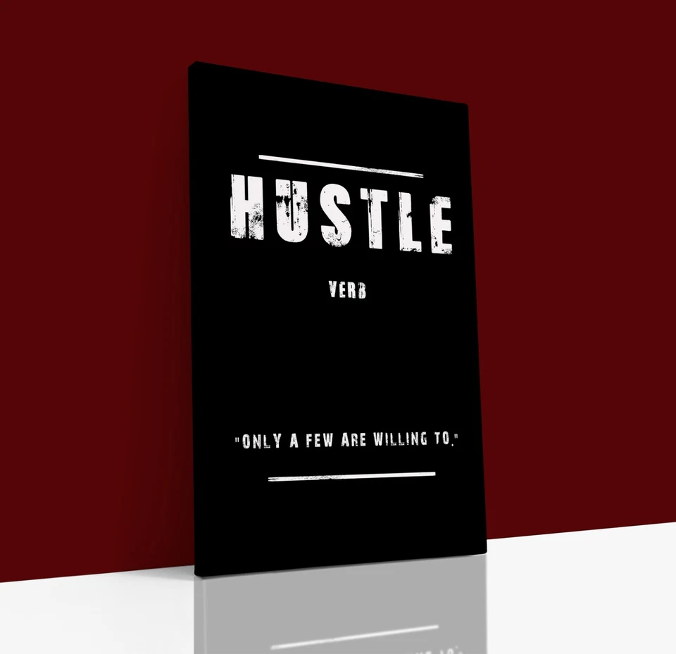 HUSTLE Definition Print Canvas Wall Art Decor Motivational Quotes - Image 1 of 1