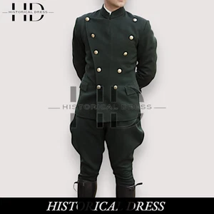 1930s Green Chauffeur Uniform Jacket & Pants | Edwardian Reproduction Suit - Picture 1 of 11