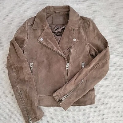 Chaqueta de Moto BlankNYC 100 % Gamuza/Cuero-Mujer Pequeña-Marrón Cacao-Bolsillo Completo con Cremallera Foto 1 de 4