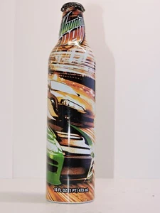 Mountain Dew Nascar Alumunim Soda Bottle Green Car Label Art (empty) - Picture 1 of 3