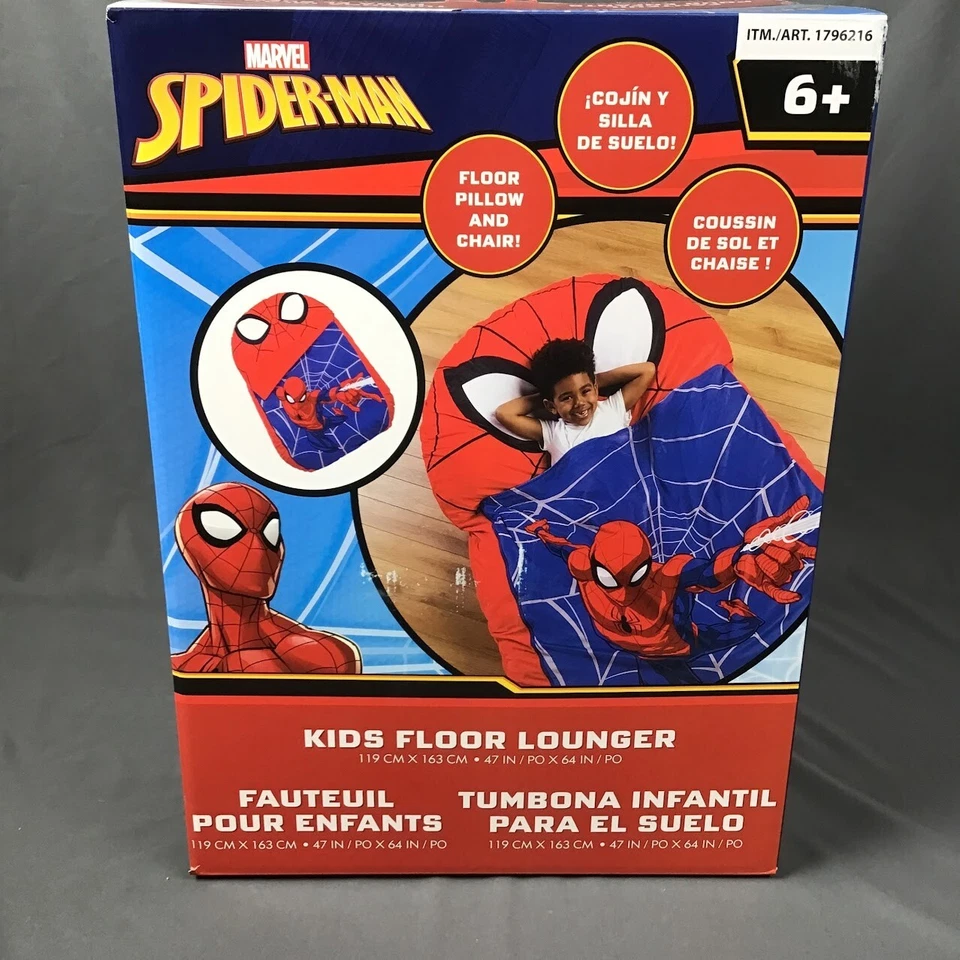 Tumbona de piso y alfombrilla para siestas Spiderman para niños de gran tamaño - Silla con almohada de espuma viscoelástica Foto 1 de 4