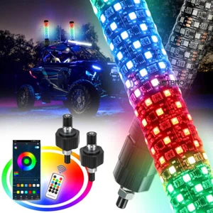 For Can-Am Maverick X3 XRS 2FT Fat 1.8inch Thick Spiral Chasing RGB Whip Lights - Bild 1 von 12