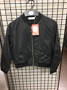 Girls Black Satin Bomber Jacket ex BHS Tammy Girl RRP £20 - Picture 1 of 4