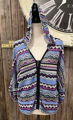 Chaqueta ALBERTO MAKALI Para Mujer Cremallera Completa Estampada con Capucha Manga Larga Alta/Bajo M Foto 1 de 4