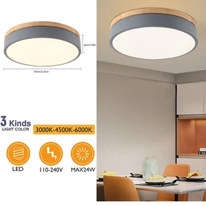 Lámpara de techo de madera LED redonda moderna cocina salón lámpara de techo araña - Imagen 1 de 20
