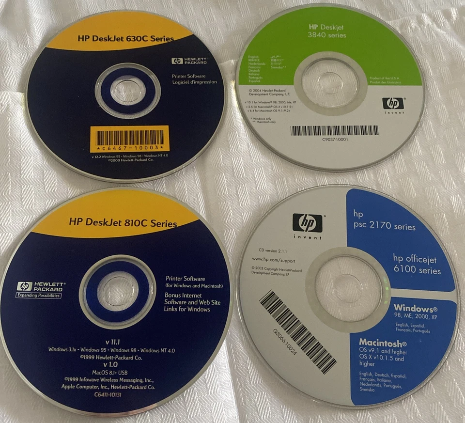 HP DeskJet 630C, 3840 & 810C + officejet 6100 Series CDs Free Shipping - Image 1 of 4