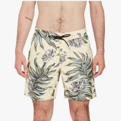 Volcom Men's Medium Standard 17-inch Elastic Waist Swim Trunks Dawn Yellow NWT - Image 1 of 4
