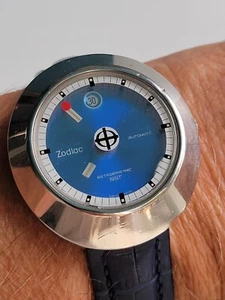 Zodiac ASTROGRAPHIC SST AUTO 882-953 BLUE DIAL 23J VINTAGE RARE SWISS MEN'S ATCH - Picture 1 of 14