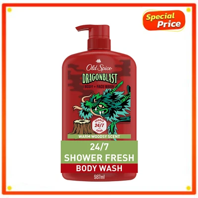 Old Spice 2 合 1 男士沐浴露,Dragonblast,持久皮革,33.4 盎司 — 第 1/4 张图片