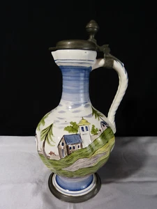 Antique German Hanau Erfurt Faience Pitcher Jug 19th Century 2 - Picture 1 of 23