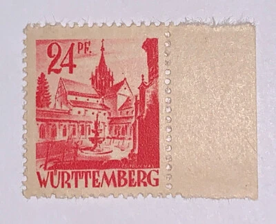 Selos de viagem: selos da Alemanha Wurttemberg Sg Fw8 24PF 1947 em perfeito estado OG NH - Imagem 1 de 4