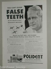 1941 Polident ad, denture cleaner, false teeth, dentist