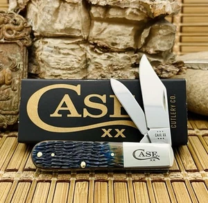 Case XX USA Beautiful Hand Fired Navy BLUE Bone Stainless Barlow Pocket Knife - Picture 1 of 6