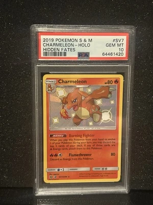 2019 POKEMON SUN & MOON HIDDEN FATES SV7 CHARMELEON-HOLO PSA 10 SHINY - Image 1 of 2