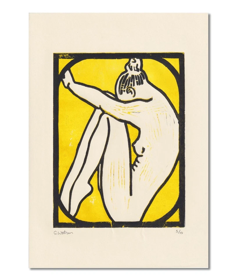 Aine - Lino Cut Обнаженная в Рамке Современное Искусство Печать Ограниченный Выпуск 10 - Изображение 1 из 1