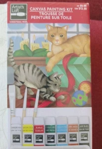 Artist Loft Canvas Painting Kit Christmas Cats 13 pc 11" x 11" NEW - Picture 1 of 3
