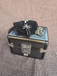 Simmons Mens Cross Pendant Mini Series Stainless Steel Diamond & Black IP W/ Box - Picture 1 of 18