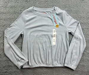 Cat & Jack Girl's Size Medium (8) Long Sleeve Pointelle Knit Top Light Gray - Picture 1 of 6