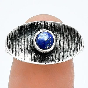 Natural Lapis Lazuli - Afghanistan 925 Sterling Silver Ring s.7 Jewelry R-1573 - Picture 1 of 5