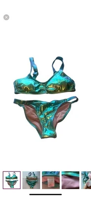 Xhilaration Conjunto de Bikini Mujer Talla Pequeña Verde Metalizado Sirena 2 Piezas Foto 1 de 4