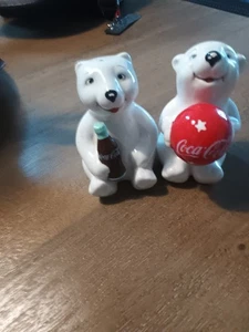 Paar Cola Eisbären Salz und Pfefferstreuer! Vintage! 4 hoch mal 2 mit Stopper - Bild 1 von 5