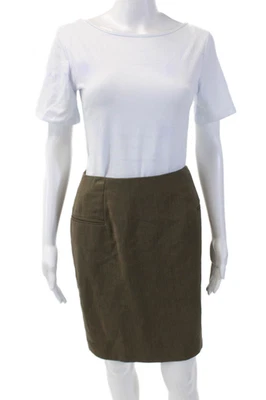 Giorgio Armani Le Collezioni Womens Mini Pencil Skirt Brown Wool Size 8 - Image 1 of 4