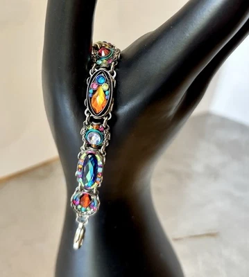 Firefly Mosaic Bracelet Multi Color Swarovski Crystal Bracelet Glass Beads - Image 1 of 4