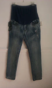 THRILL WOMEN MATERNITY JEANS SIZES SMALL AND MEDIUM~RINESTONES POCKETS - Picture 1 of 4
