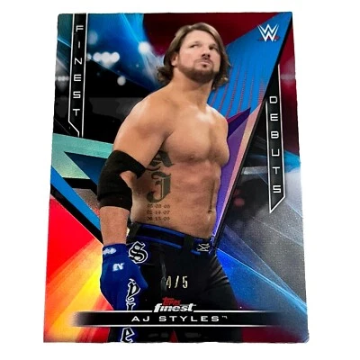 2020 Topps Finest WWE AJ Styles RED REFRACTOR 4/5 FINEST DEBUTS TRUE RED #D-7 🔥 - Image 1 of 2