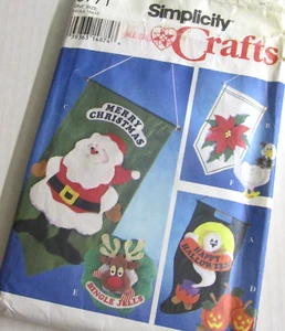 Patrón de manualidades de simplicidad 8771 colgantes de pared de vacaciones pancartas Navidad Halloween - Imagen 1 de 7