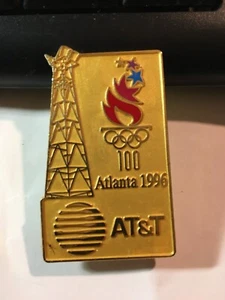 Atlanta 1996 Olympia PIN mit Turm, AT&T Logo, Olympic 100 mit Flamme - Bild 1 von 2