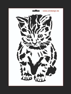Wandschablone Maler T-shirt Schablone W-044 Katze ~ UMR Design - Picture 1 of 1