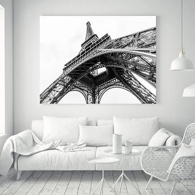 Eiffel Tower Silk Canvas Poster Black And White Art Vintage Paint Wall Decor A24 - Image 1 of 4