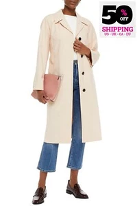 RRP €1678 BURBERRY Long Trench Coat UK4 US2 IT36 XS Silk Blend Beige Belted - Picture 1 of 7
