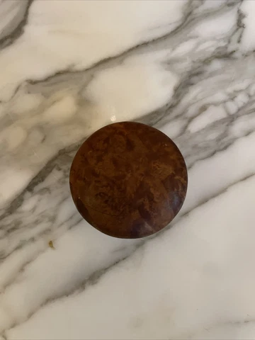 Vintage Fancy Round Burl Wood Hand Turned Drawer Knob 1 7/8" Cover