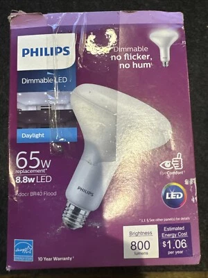 Philips 65 Watt Equiv BR40 Dimmable LED Flood Light Bulb Daylight - Image 1 of 4