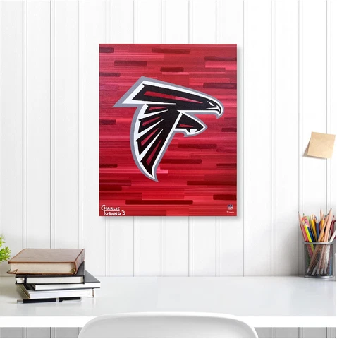 Atlanta Falcons 16" x 20" Logo & Red Abstract Background Gallery Wrapped Giclee Cover