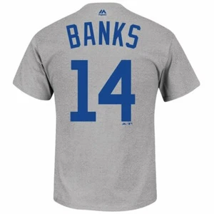 Majestic Ernie Banks Chicago Cubs 1953 Cooperstown Player Gray Shirt - Picture 1 of 2