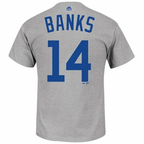 Majestic Ernie Banks Chicago Cubs 1953 Cooperstown Player Gray Shirt Cover