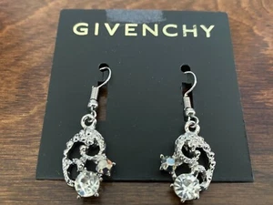 GIVENCHY Silver and crystal drop earrings MSRP $48 Womens Gift  - Picture 1 of 2