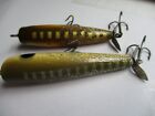 Lot of 2 VINTAGE DALTON SPECIAL ST. PETE WOOD  LURE Green/white 3" & 2 3/4" USED