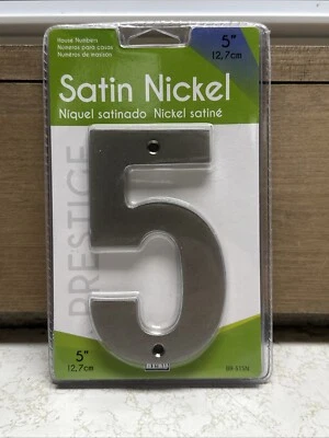 #5 5" HOUSE NUMBER, SATIN NICKEL, HY-KO, BR-51SN/5 - Image 1 of 2
