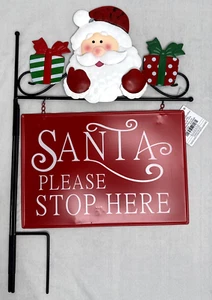 Letrero de patio de Navidad "Santa Please Stop Here" estaca decoración césped nuevo con etiquetas - Imagen 1 de 6