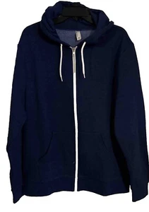 American Apparel Women's Hooded Zip Jacket, Pockets, Blue, L - Picture 1 of 3