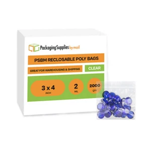 Clear Zipper Storage Reclosable Plastic Bag, 2 Mil, 3" x 4" - 2000 Pieces - Picture 1 of 6