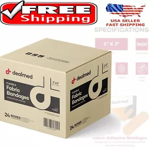 Sterile 1x3 Inch Fabric Adhesive Bandages - 100/Box, 24 Boxes for First Aid - Picture 1 of 10
