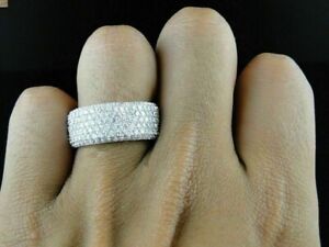 Herren Hochzeitsband Ring 2,80 Kt Rund Schliff Simulierter Diamant 14K Weiß Vergoldet